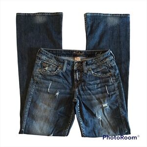 SILVER JEAN CO / "Lola" Flare Distressed Jean size W27/L33